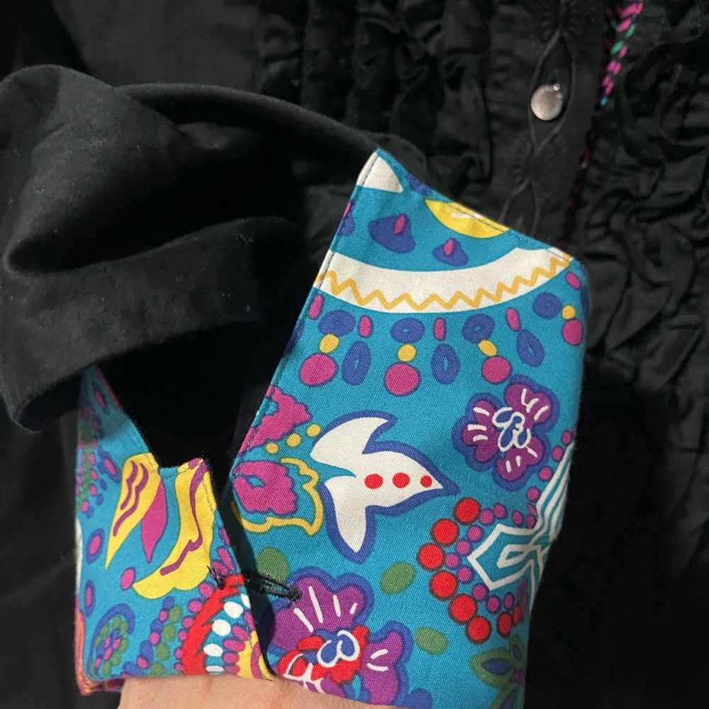 Robert Graham Black Shirt with Colorful Trim - Picture 2 of 7